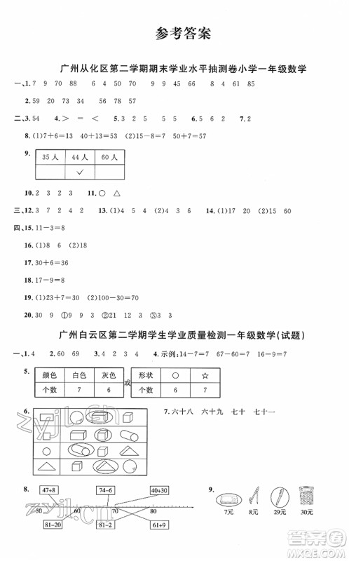 江西教育出版社2022阳光同学一线名师全优好卷单元标准卷+期末复习卷一年级数学下册RJ人教版答案 江西教育出版社2022阳光同学一线名师全优好卷单元标准卷+期末复习卷一年级数学下册RJ人教版答案
