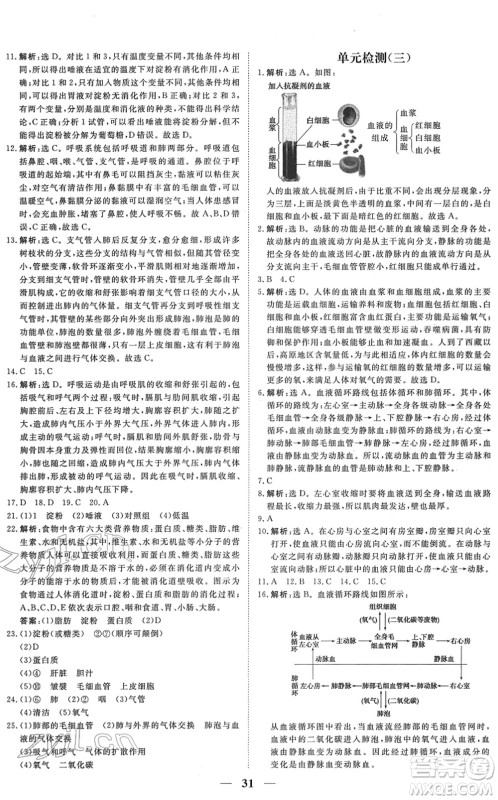 青海人民出版社2022新坐标同步练习七年级生物下册人教版青海专用答案 青海人民出版社2022新坐标同步练习七年级生物下册人教版青海专用答案