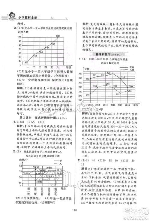 陕西人民教育出版社2022小学教材全练五年级数学下册人教版参考答案