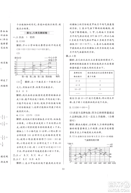 陕西人民教育出版社2022小学教材全练五年级数学下册人教版参考答案