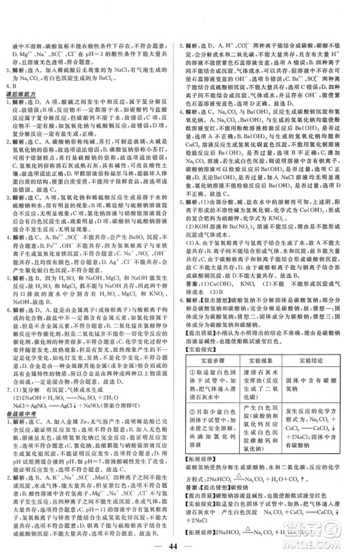 青海人民出版社2022新坐标同步练习九年级化学下册人教版青海专用答案