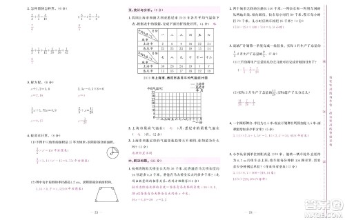 北京联合出版社公司2022状元新期末数学五年级下SJ苏教版答案