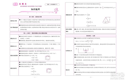 北京联合出版社公司2022状元新期末数学六年级下SJ苏教版答案