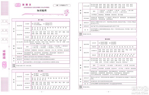 北京联合出版社公司2022状元新期末语文六年级下部编版答案