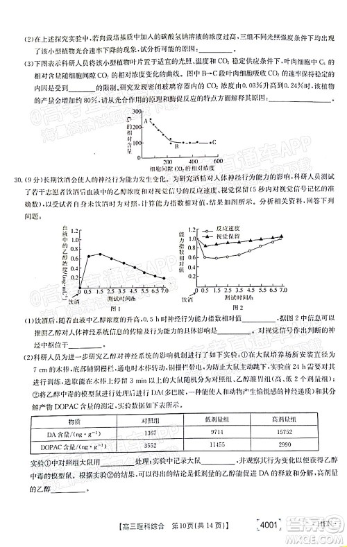 2022届金太阳百万联考3月全国卷高三理科综合试题及答案