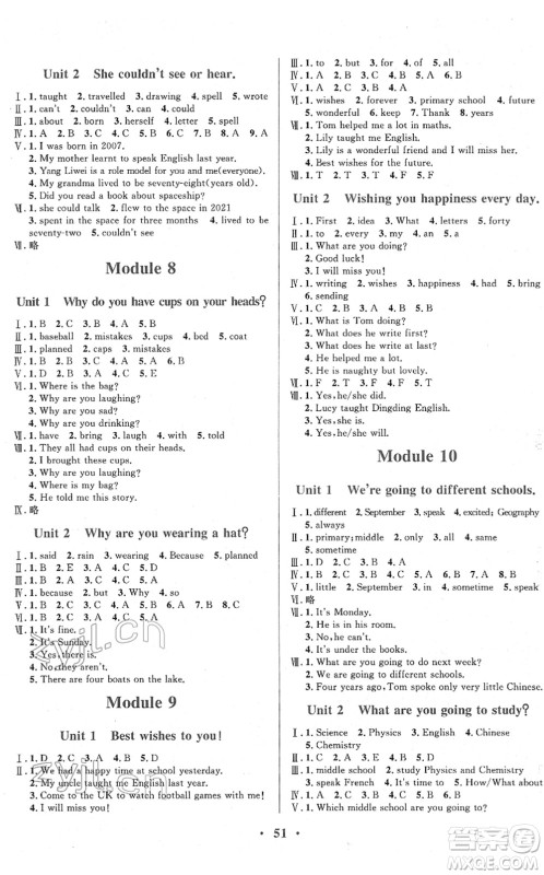 广东教育出版社2022南方新课堂金牌学案六年级英语下册外研版答案
