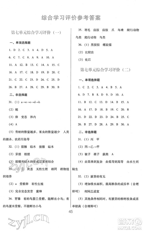 广东教育出版社2022南方新课堂金牌学案八年级生物下册人教版答案