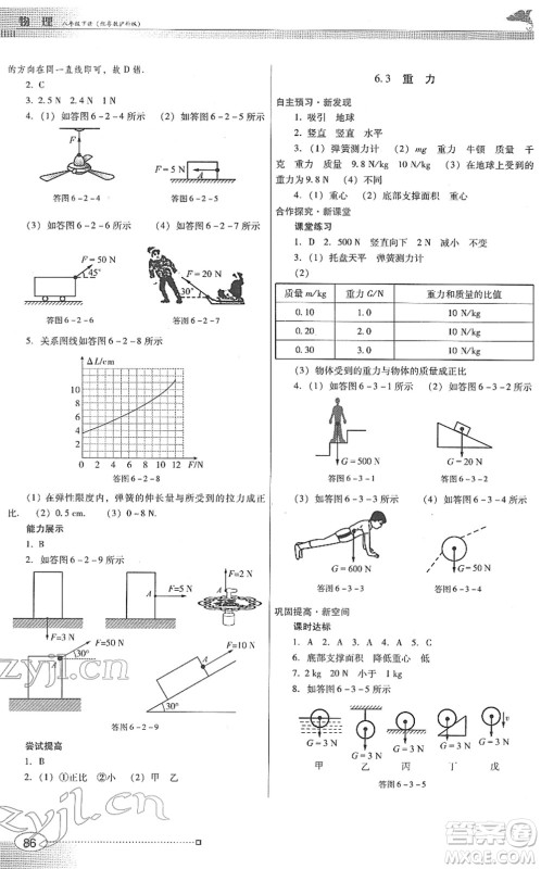 广东教育出版社2022南方新课堂金牌学案八年级物理下册粤教沪科版答案