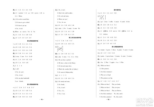 北方妇女儿童出版社2022聚优练考卷英语四年级下册RJ人教版答案 北方妇女儿童出版社2022聚优练考卷英语四年级下册RJ人教版答案