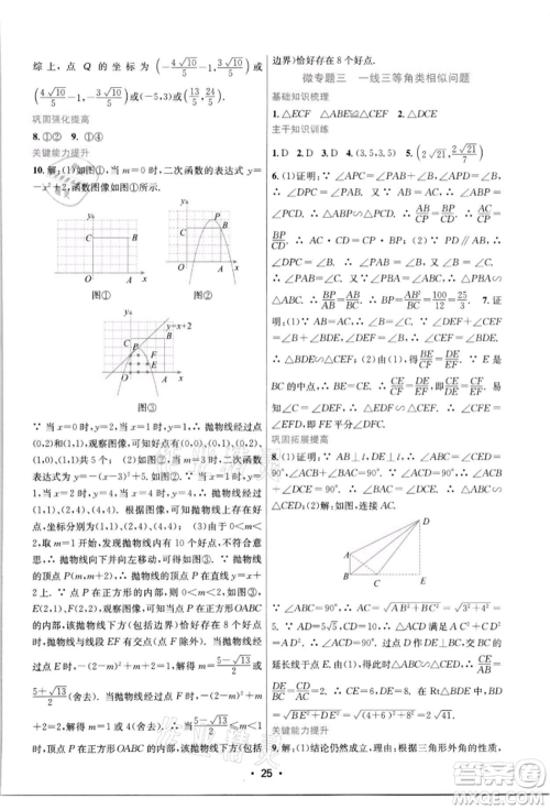 江苏凤凰美术出版社2022创新课时作业本九年级数学下册苏科版苏州专版参考答案