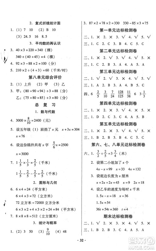 广东高等教育出版社2022快乐课堂五年级数学下册北师大版答案