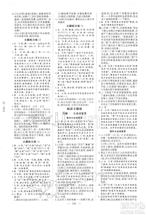 陕西人民教育出版社2022中考总复习导与练语文人教版参考答案