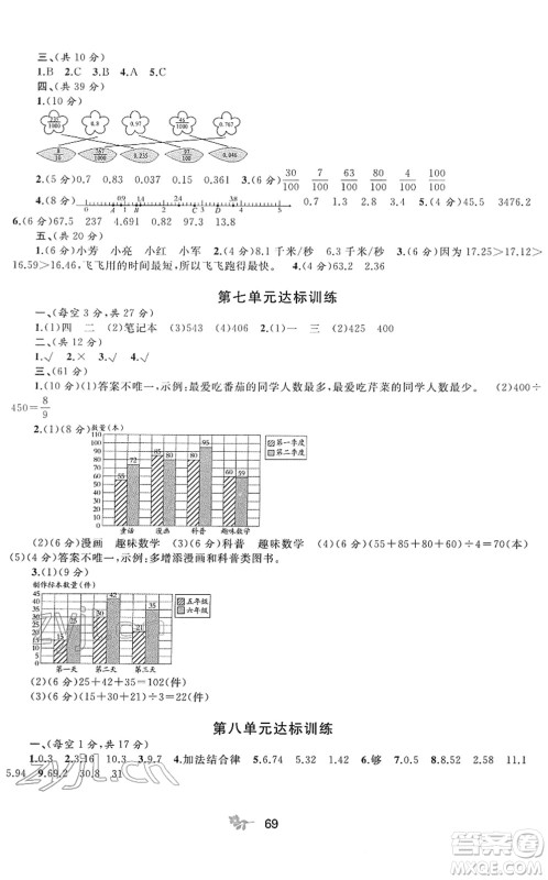 广西教育出版社2022新课程学习与测评单元双测四年级数学下册C冀教版答案 广西教育出版社2022新课程学习与测评单元双测四年级数学下册C冀教版答案