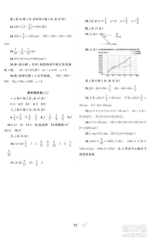 广西教育出版社2022新课程学习与测评单元双测五年级数学下册D北师大版答案