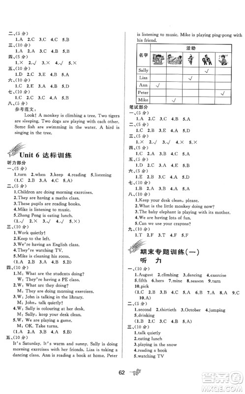 广西教育出版社2022新课程学习与测评单元双测五年级英语下册A人教版答案