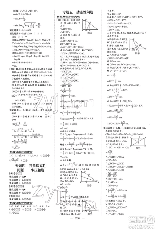 陕西人民教育出版社2022初中总复习导与练数学通用版内蒙古专版参考答案