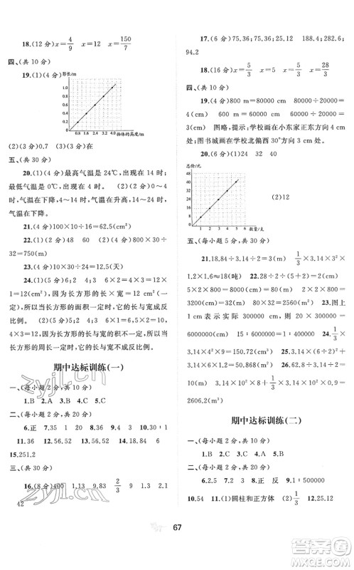 广西教育出版社2022新课程学习与测评单元双测六年级数学下册D北师大版答案