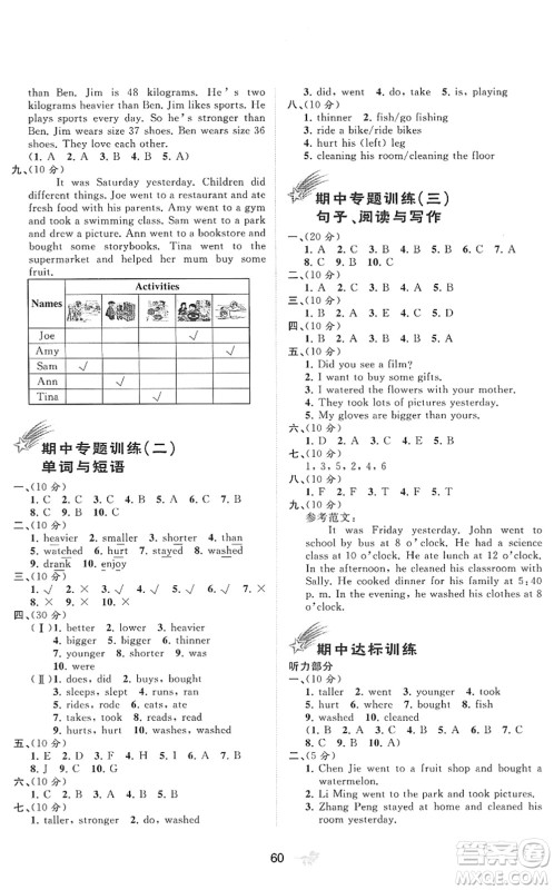 广西教育出版社2022新课程学习与测评单元双测六年级英语下册A人教版答案