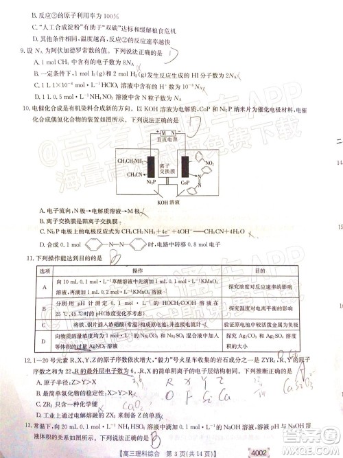 2022届黔东南金太阳3月联考高三理科综合试题及答案 2022届黔东南金太阳3月联考高三理科综合试题及答案