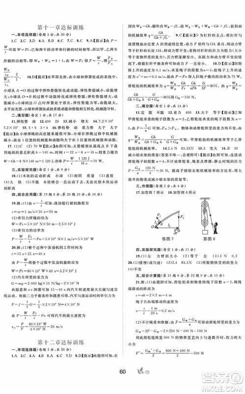 广西教育出版社2022新课程学习与测评单元双测八年级物理下册A人教版答案