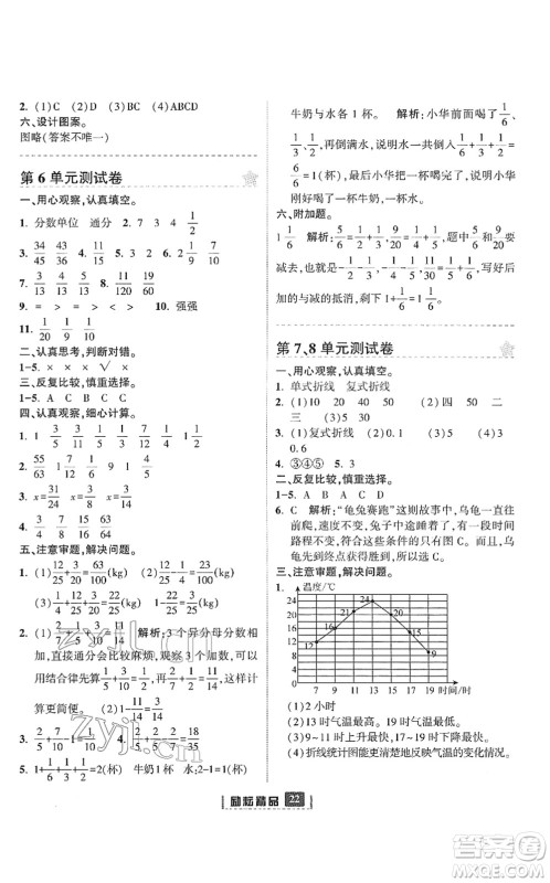 延边人民出版社2022励耘新同步五年级数学下册人教版答案