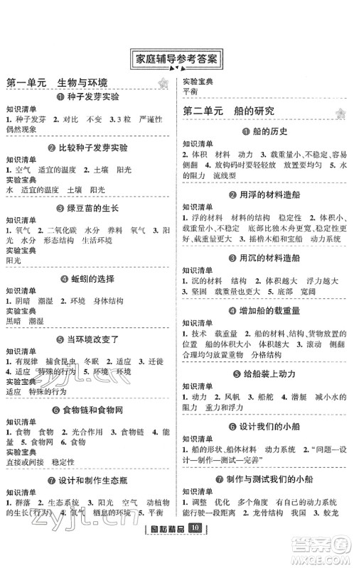 延边人民出版社2022励耘新同步五年级科学下册教科版答案