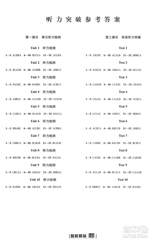 延边人民出版社2022励耘新同步八年级英语下册AB本人教版答案 延边人民出版社2022励耘新同步八年级英语下册AB本人教版答案