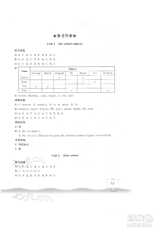 江苏凤凰科学技术出版社2022小学英语听读空间四年级下册译林版参考答案