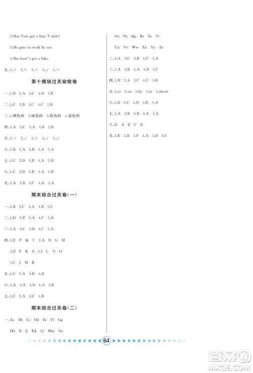 吉林出版集团股份有限公司2022优卷总动员英语三年级下册人外研版答案