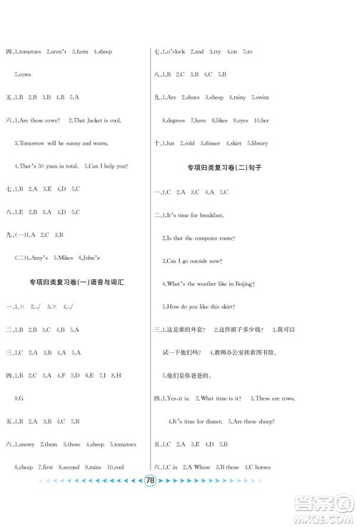 吉林出版集团股份有限公司2022优卷总动员英语四年级下册人教版答案