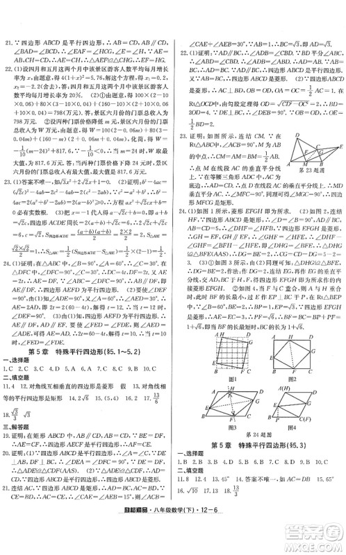 延边人民出版社2022励耘活页八年级数学下册浙教版答案