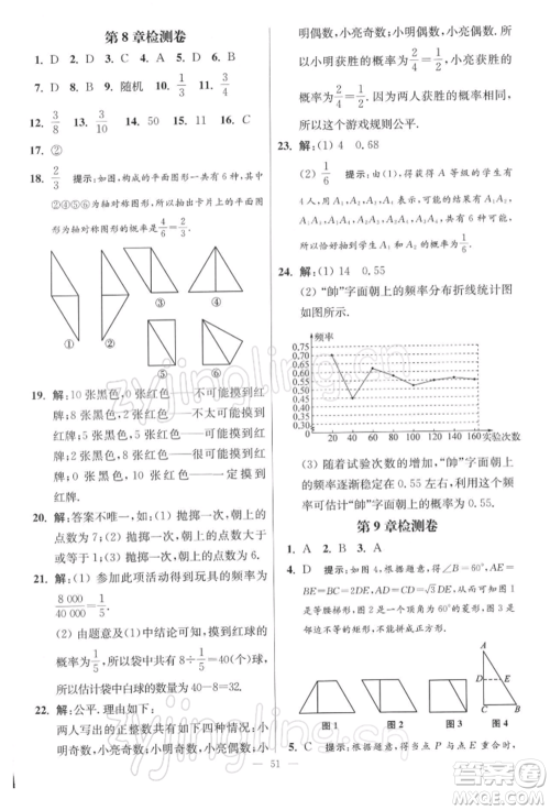 江苏凤凰科学技术出版社2022小题狂做八年级数学下册苏科版提优版参考答案