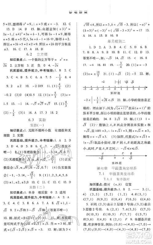 河北人民出版社2022同步训练七年级数学下册人教版答案 河北人民出版社2022同步训练七年级数学下册人教版答案