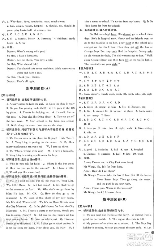 云南美术出版社2022同步跟踪全程检测五年级英语下册译林版答案