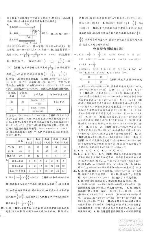 云南美术出版社2022同步跟踪全程检测六年级数学下册苏教版答案