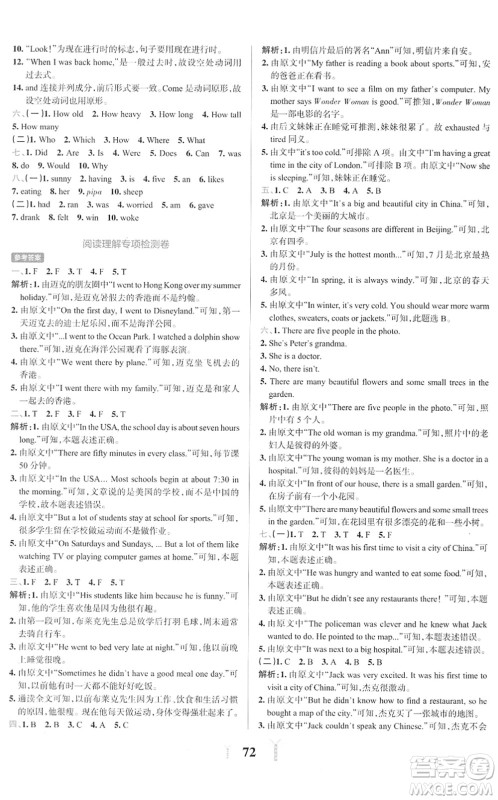 陕西师范大学出版总社2022小学学霸冲A卷六年级英语下册RJ人教版答案 陕西师范大学出版总社2022小学学霸冲A卷六年级英语下册RJ人教版答案