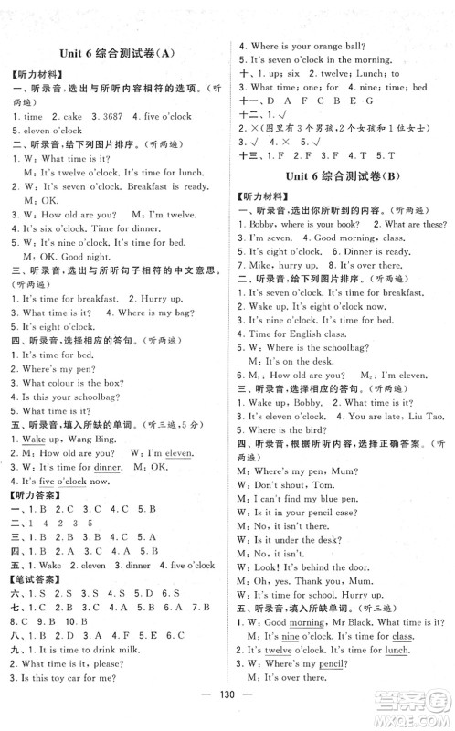 宁夏人民教育出版社2022学霸提优大试卷三年级英语下册江苏国标版答案