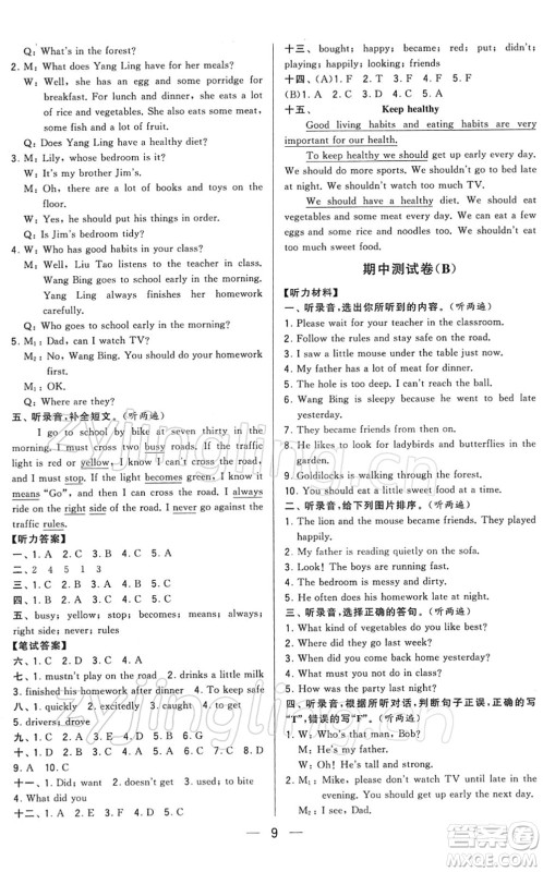 宁夏人民教育出版社2022学霸提优大试卷六年级英语下册江苏国标版答案