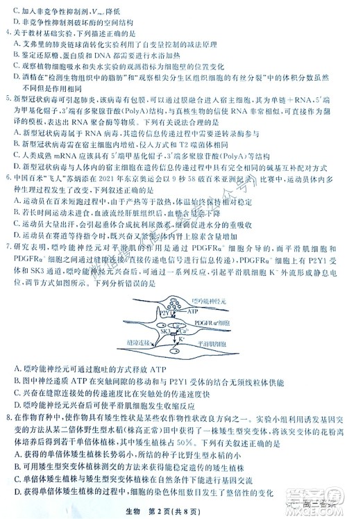 辽宁县级重点高中协作体2022届高三一模考试生物试题及答案 辽宁县级重点高中协作体2022届高三一模考试生物试题及答案