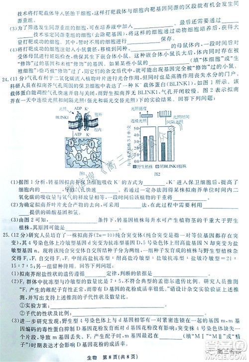 辽宁县级重点高中协作体2022届高三一模考试生物试题及答案 辽宁县级重点高中协作体2022届高三一模考试生物试题及答案