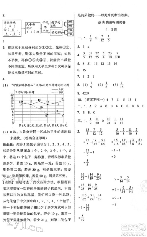 吉林教育出版社2022荣德基好卷五年级数学下册R人教版答案