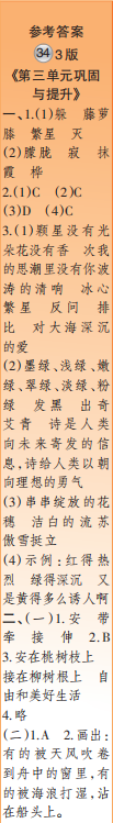 时代学习报语文周刊四年级2021-2022学年度31-34期参考答案