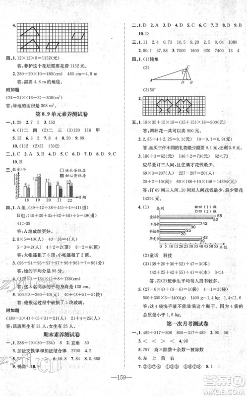 阳光出版社2022培优作业本四年级数学下册RJ人教版福建专版答案 阳光出版社2022培优作业本四年级数学下册RJ人教版福建专版答案