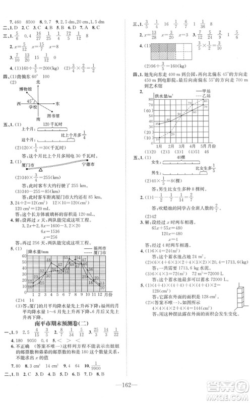 阳光出版社2022培优作业本五年级数学下册BS北师版福建专版答案
