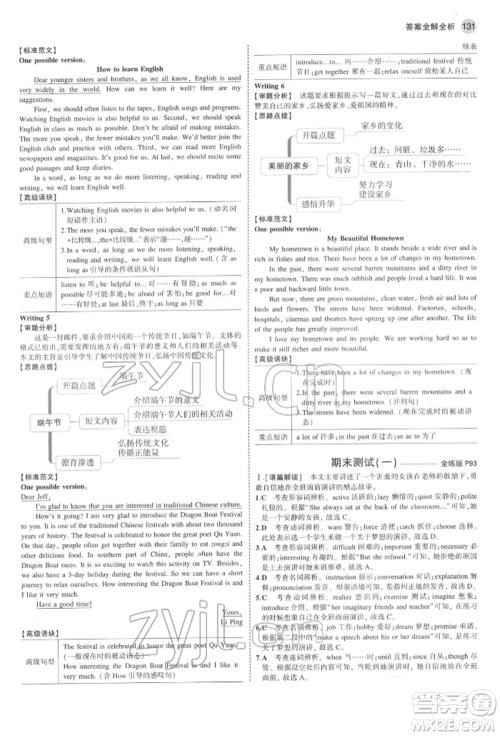 教育科学出版社2022年5年中考3年模拟八年级英语下册鲁教版山东专版参考答案