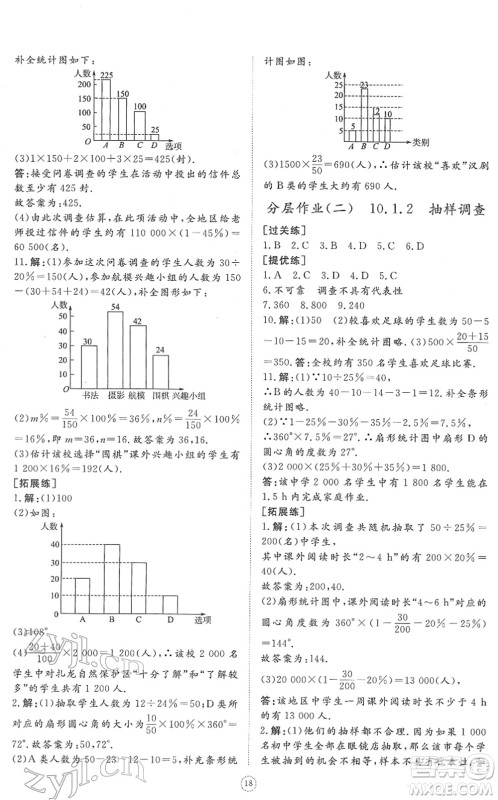 山东友谊出版社2022初中同步练习册提优测试卷七年级数学下册人教版答案