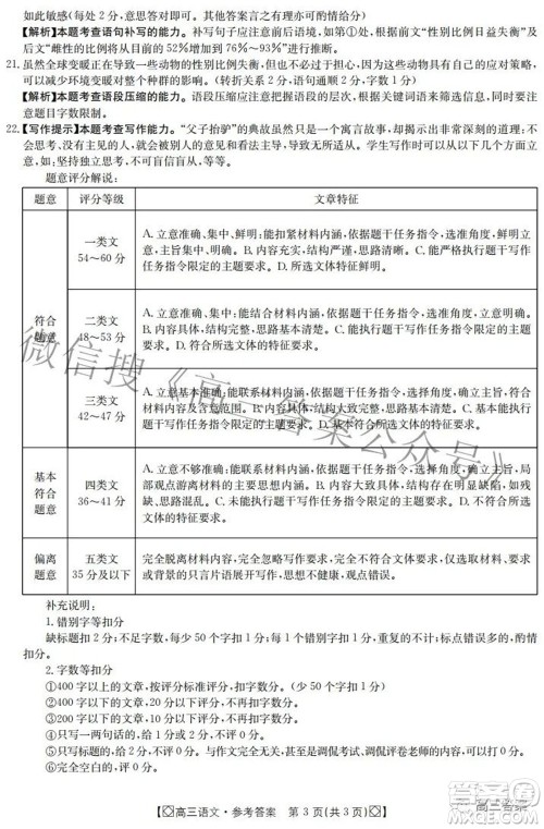 2022届内蒙古金太阳高三3月联考语文答案