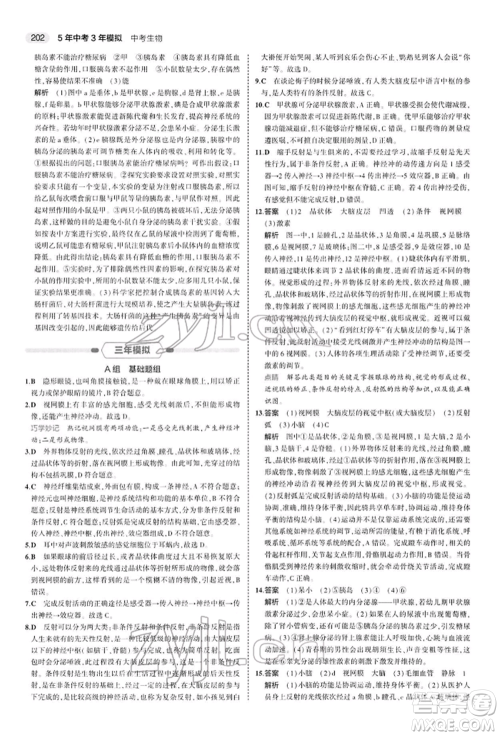 首都师范大学出版社2022年5年中考3年模拟中考生物人教版参考答案