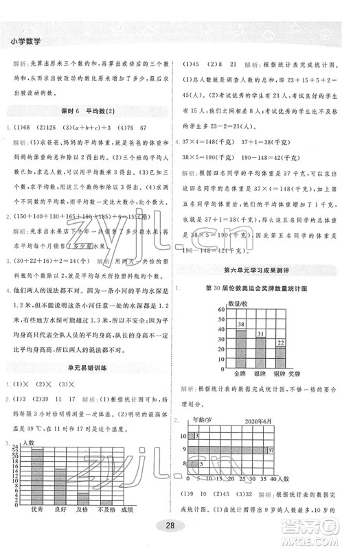 陕西师范大学出版总社2022黄冈同步练一日一练四年级数学下册BS北师版答案