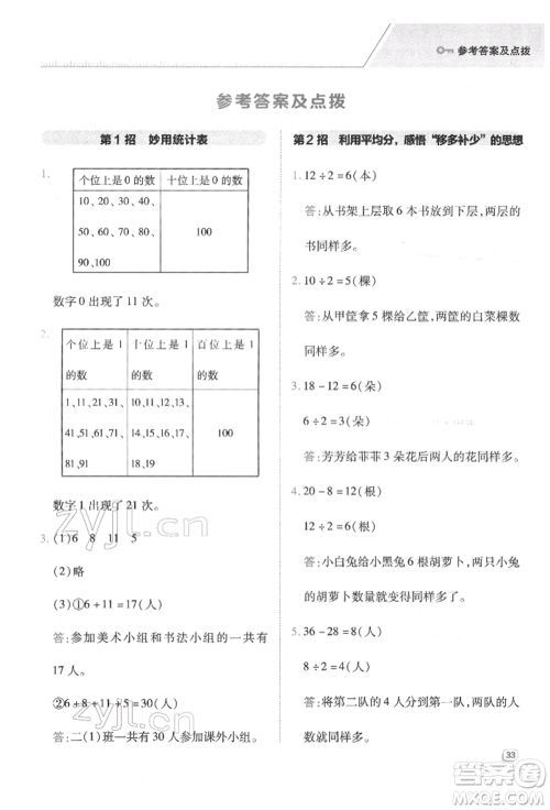 陕西人民教育出版社2022典中点综合应用创新题二年级数学下册人教版福建专版参考答案